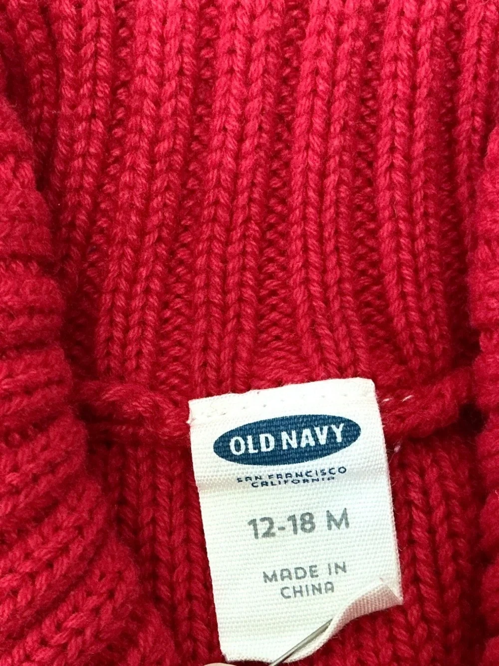 Old Navy Cable Knit Sweater Red Button Up 12-18 M